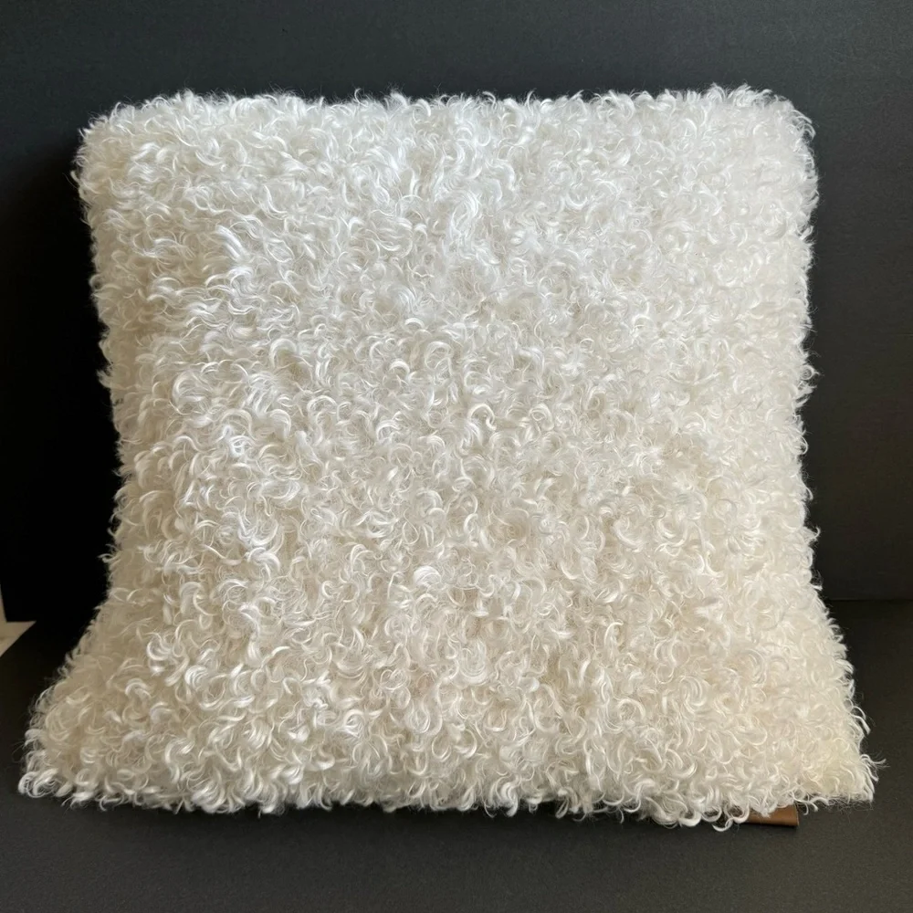 UGG Faux Fur Pillow Cream Mongolia Lamb‎ Doodle Accent Throw Down Filled Square